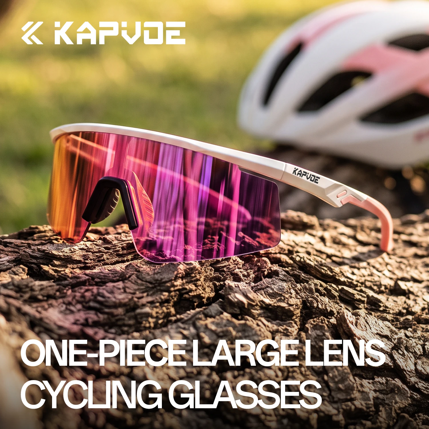 KAPVOE Rosa randlose Sportsonnenbrille, ultraleichte Fahrradbrille mit großem Rahmen, Brillen für Laufen, Radfahren, Outdoor-Camping-Ausrüstung