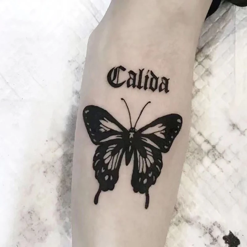 Tatuaje temporal impermeable para hombres, mujeres y niños, pegatina pequeña de mariposa, arte corporal, tatuaje falso, tatuaje Flash de clavícula, 10 piezas