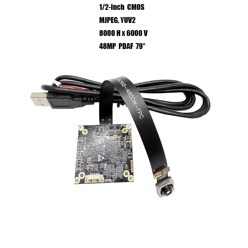 

48MP 1/2-Inch CMOS USB Camera Module 8000x6000 PDAF 79 Degree 30fps Webcam Free Drive Split FPC Cable