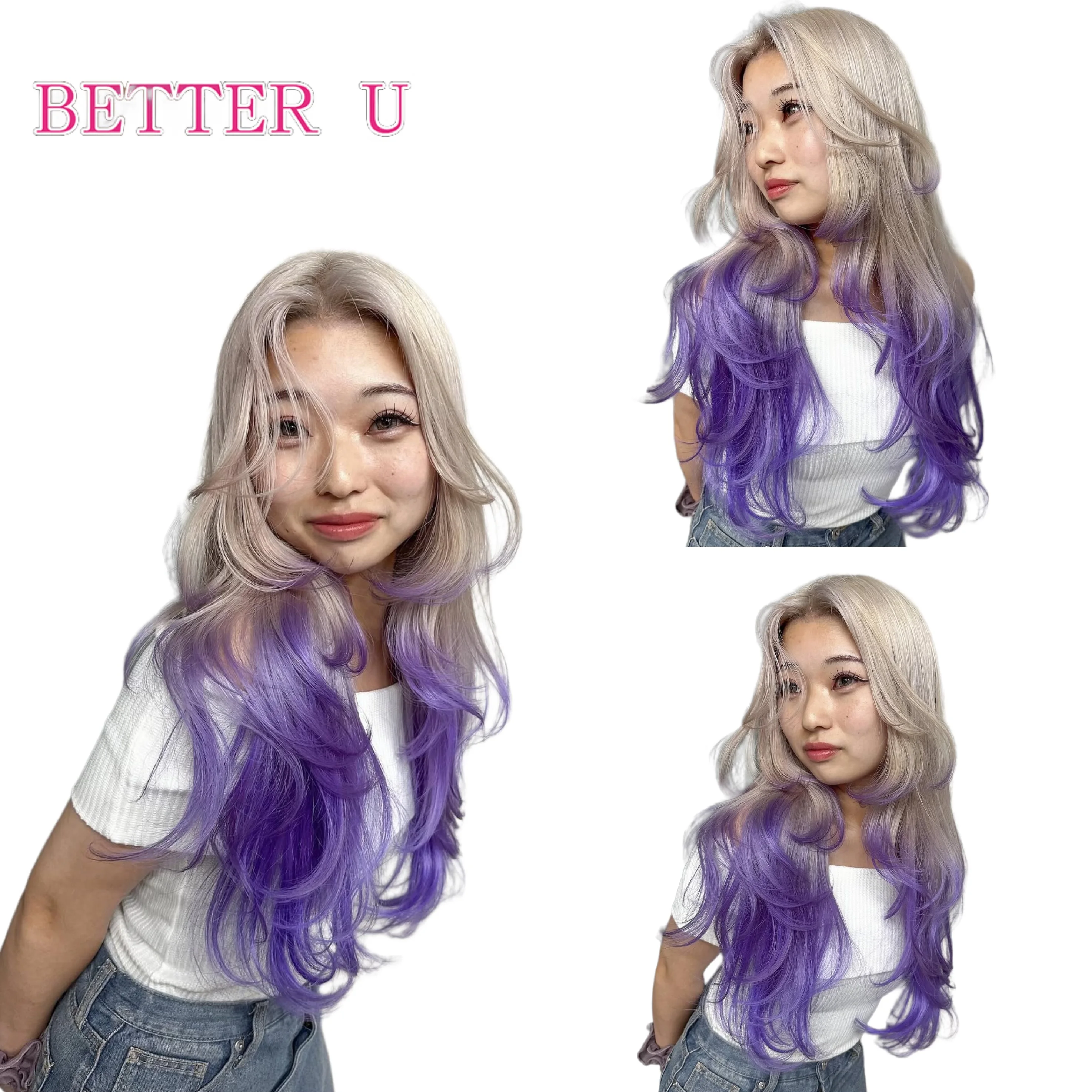 プラチナ/パープル ボディウェーブ 13x6 レースフロント 人毛ウィッグ 生え際処理済み ブラジリアンブロンドカラー 13x4 レースフロントウィッグ 女性用