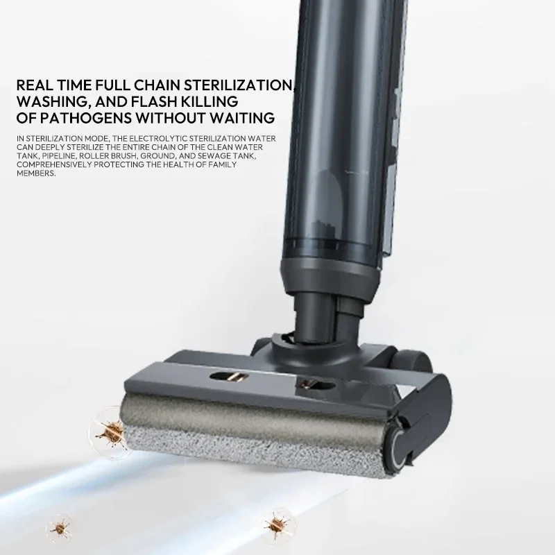 10000Pa Cordless Floor Scrubber: Hot Water Washing/Quick Drying, Self-Cleaning, Disinfecting, Washing and Mopping Dual-Blade