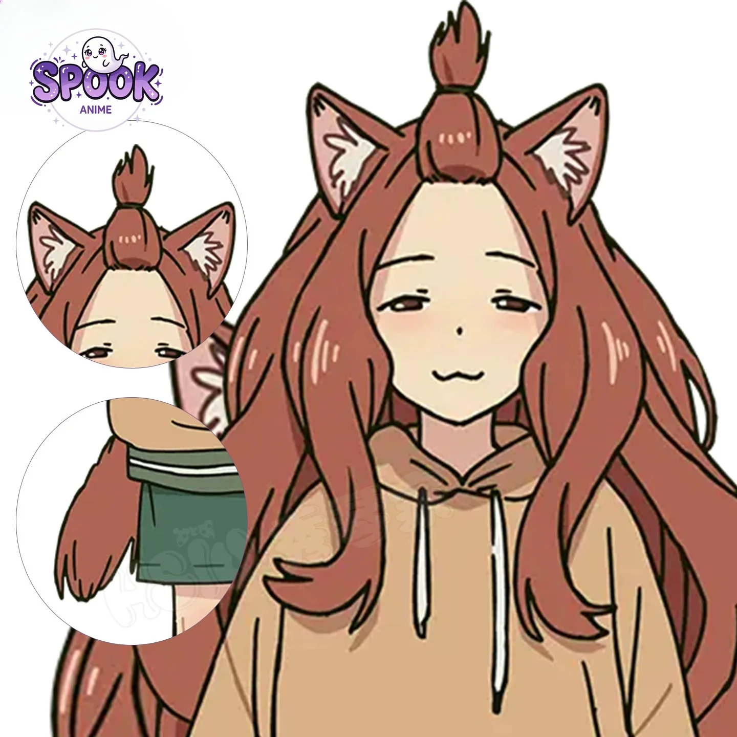 Peluca Larga Marrón con Orejas de Gato para Cosplay de Masuko Yaku Neko Yani Neko, Accesorio para el Cabello para Mujeres, Ideal para Fiestas de Halloween y Accesorios de Anime