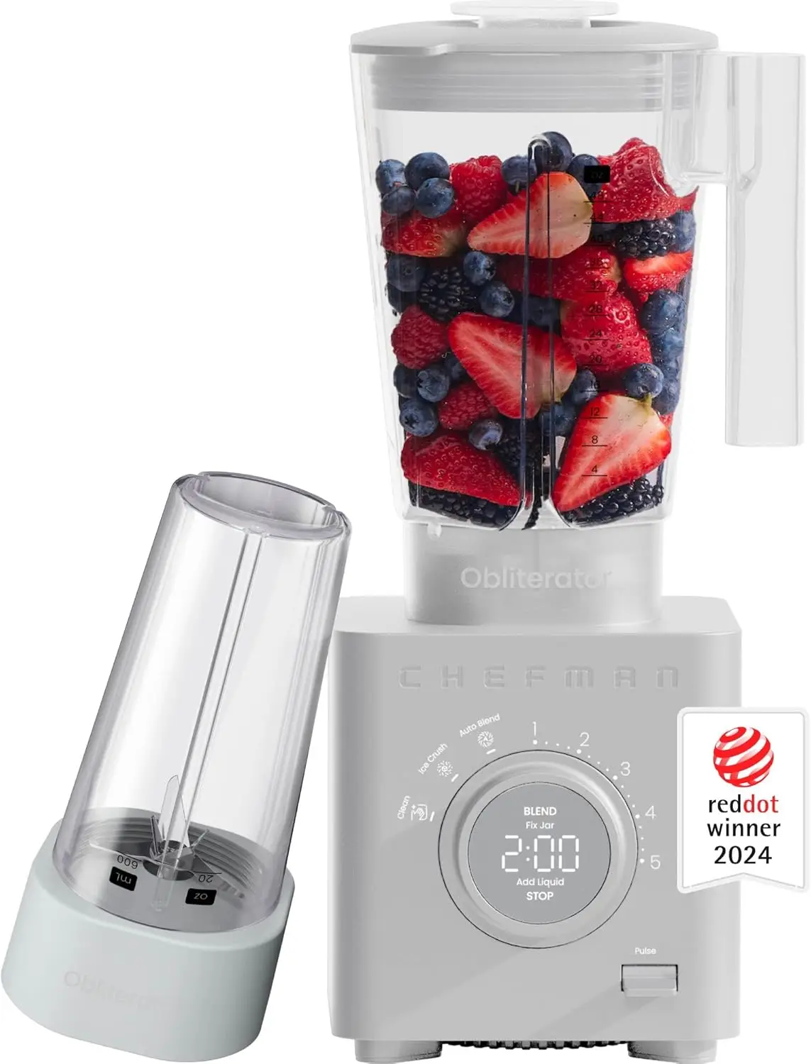 

1380W High-Power Blender, 48oz Jar, Crushes Ice & Frozen Fruit, Auto Blend, 20oz Travel Jar Included