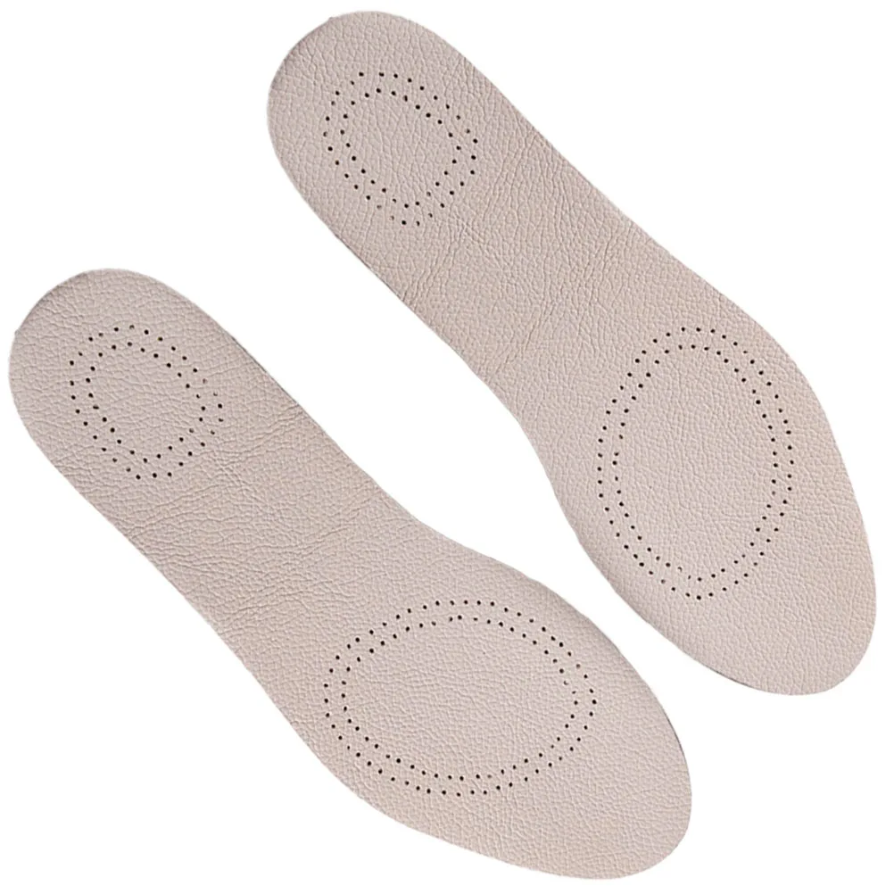 

1 Pair Cowhide Insoles Breathable Anti-Odor Shock Absorption Shoe Pads Soft Comfortable For Sports Running Size 45/46 White
