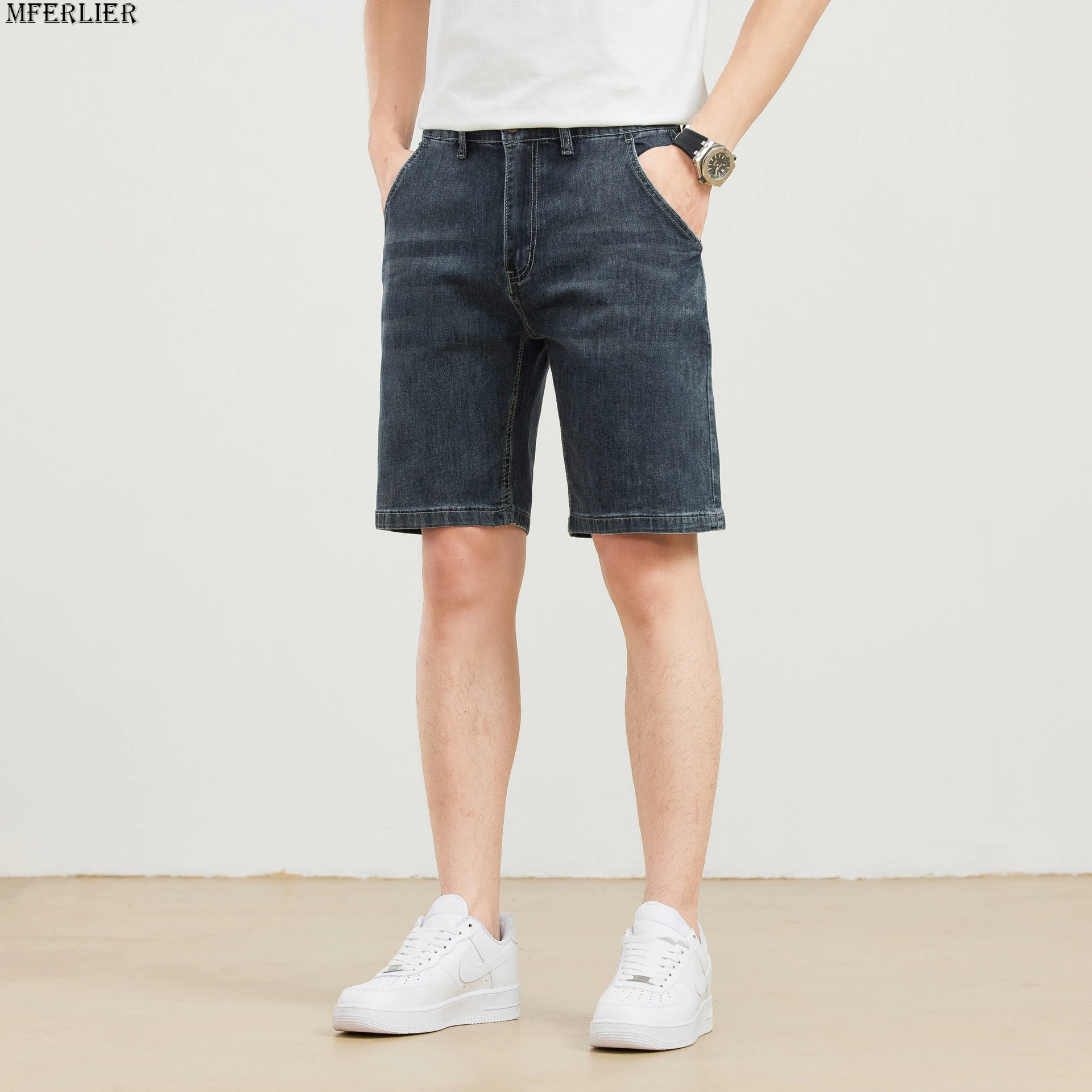 Men's plus denim shorts plus size loose trousers summer stretch man trousers big size trousers high-waisted shorts 11XL 12XL