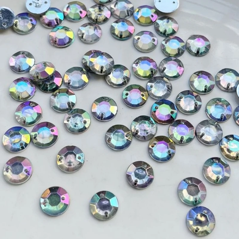 

200 шт. 10 мм круглые белые стразы AB цвета, пришитые для украшения одежды и изготовления ювелирных изделий