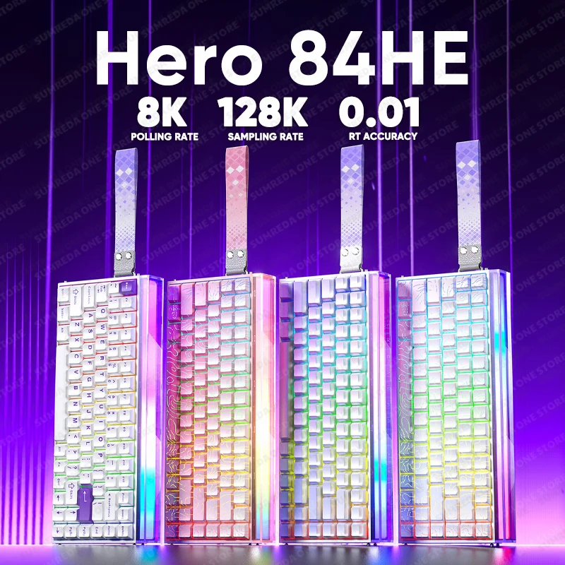 AULA HERO 84HE clavier à interrupteur magnétique de jeu filaire 8K taux de navigation d'échange à chaud taux de navigation 0.01mm RT 128K clavier de taux de balayage