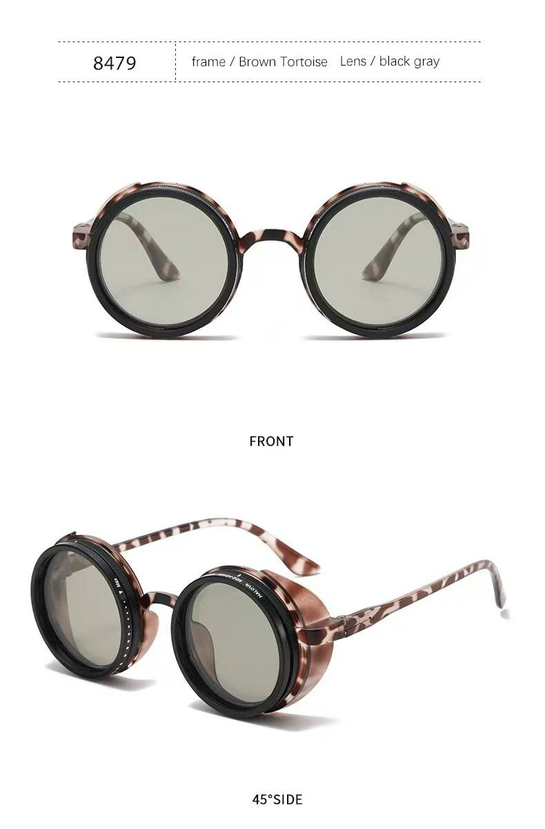 Vintage Polarisierte Verstellbare Dimmbare Runde Sonnenbrille für Herren 2026 Luxusmarke Steampunk Sonnenbrille Outdoor Anglerbrille – Detail 6
