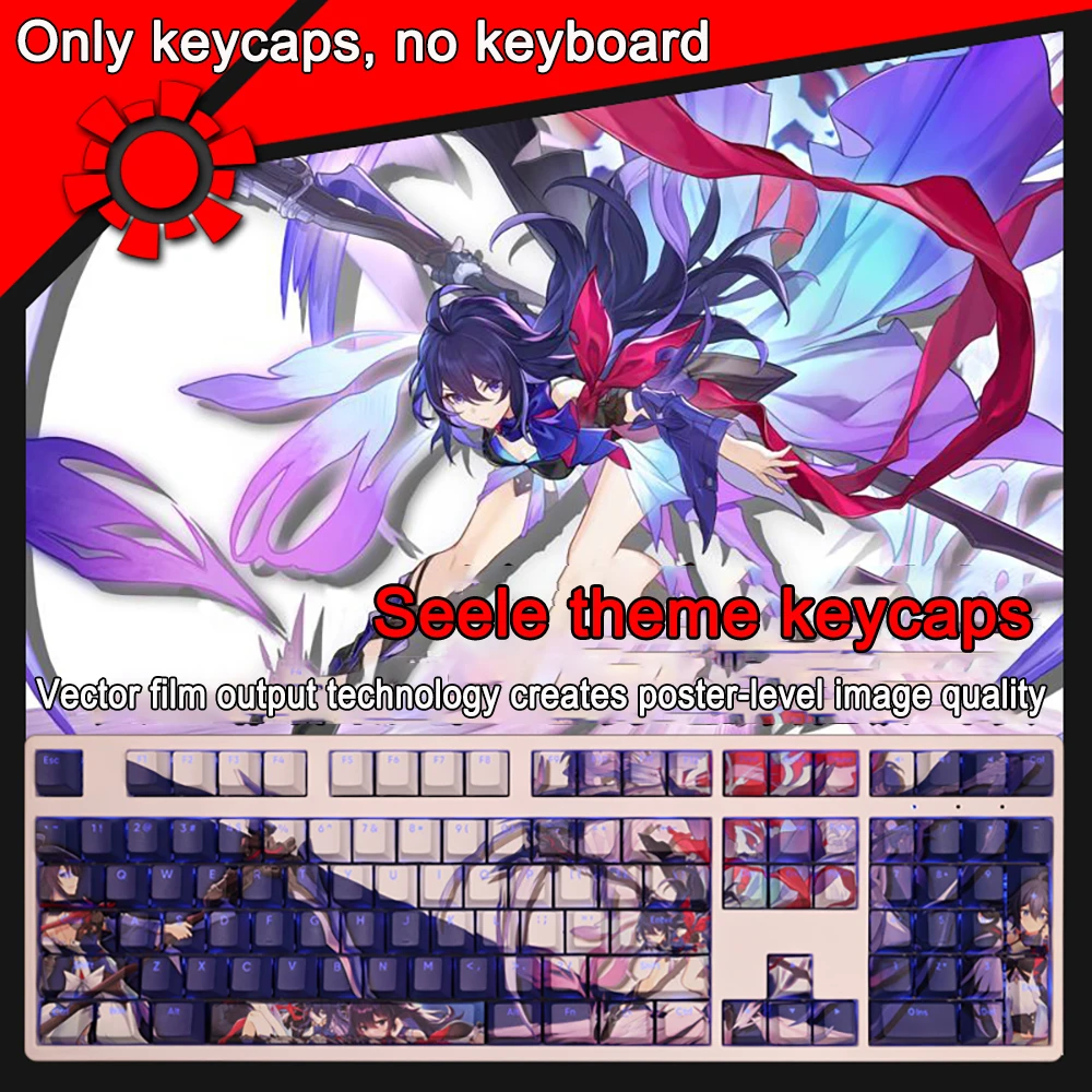 108 Toetsen Honkai Impact 3 Keycaps Seele Keycaps Pbt Dye Subbed Cherry Backlit Keycaps Anime Key Cap Voor Ansi 61 87 104 108 Lay-Out