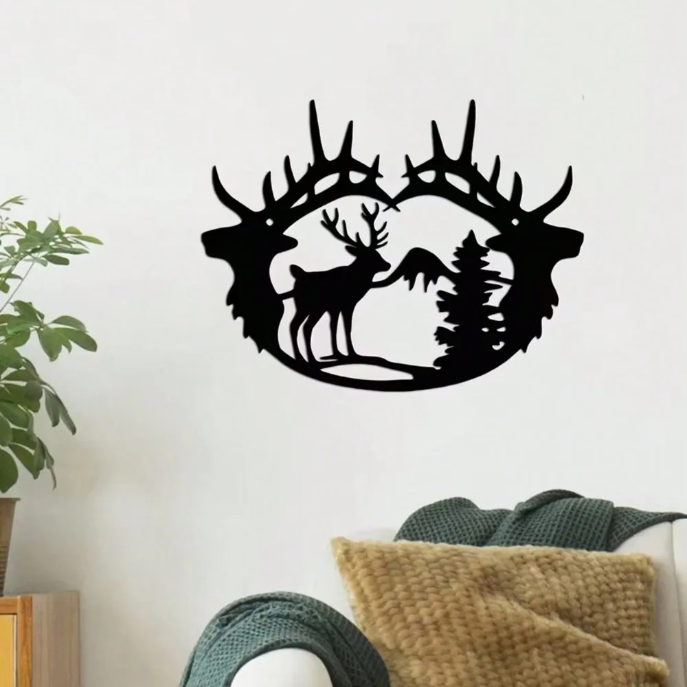 

Metal Deer Wall Art Sculpture Modern Christmas Home Decor Hanging Ornament