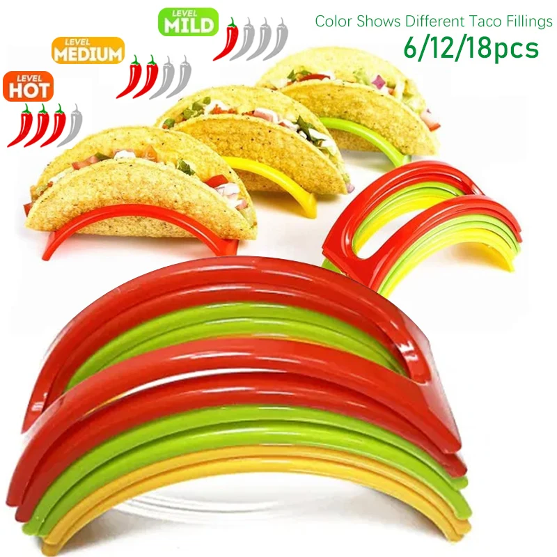 Single Taco Holder Stand Set 6/12/18pcs Taco Rack Stand Plastic Taco Rack Hard or Soft Shell Holder Small for Party Tuesday