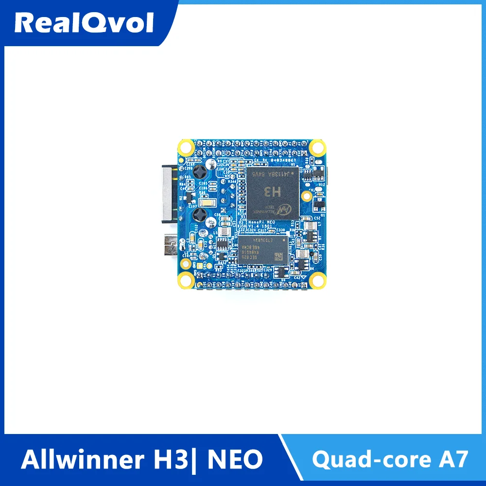 RealQvol FriendlyELEC NanoPi NEO Allwinner H3 Quad-Core A7 Development Board 512MB DDR3/Mini Size 40*40mm/Ubuntu/Debian System