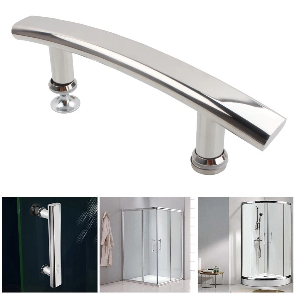 

Armrest Shower Door Handle Shower Room Handle Arc Hole Distance 145mm Shower Handle 304 Stainless Steel Flat Tube