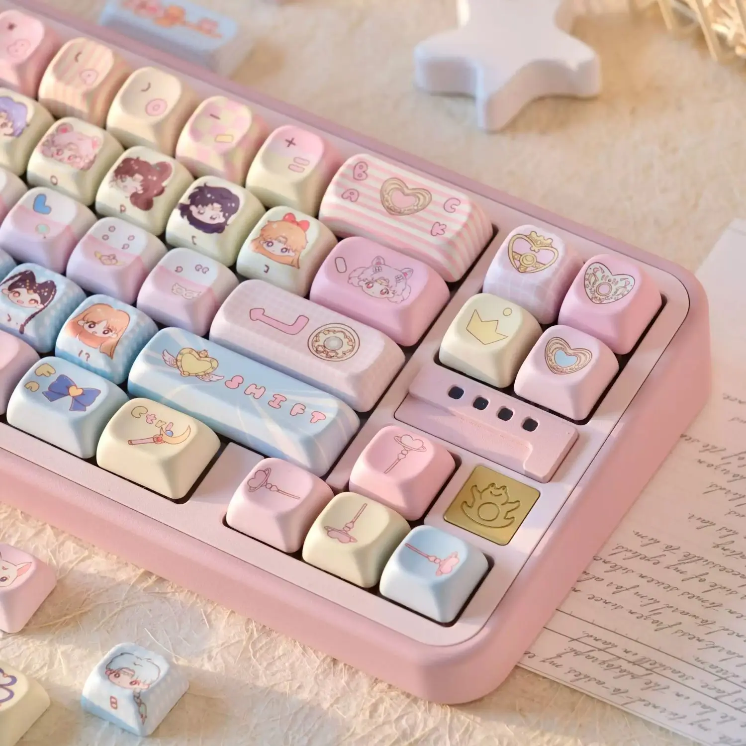 

140 Keys Cute Keycaps MOA Profile Gift Keycap PBT Key Mechanical Keyboard Cap Alice Caps 2.25U/2.75U Spacebar for Mx Switch