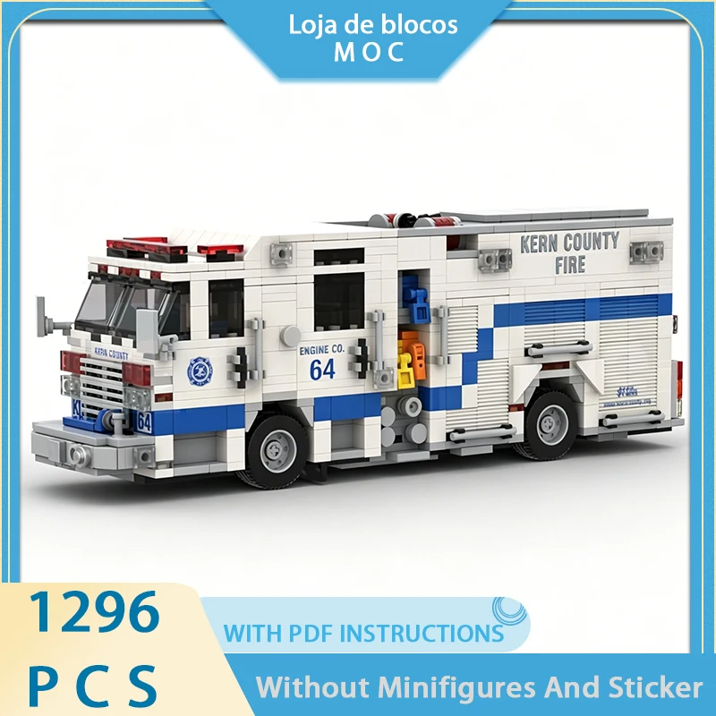 

Exquisite new product MOC car model Ke'en County Fire Department No. 64 fire truck technology modular holiday gift toy DIY set
