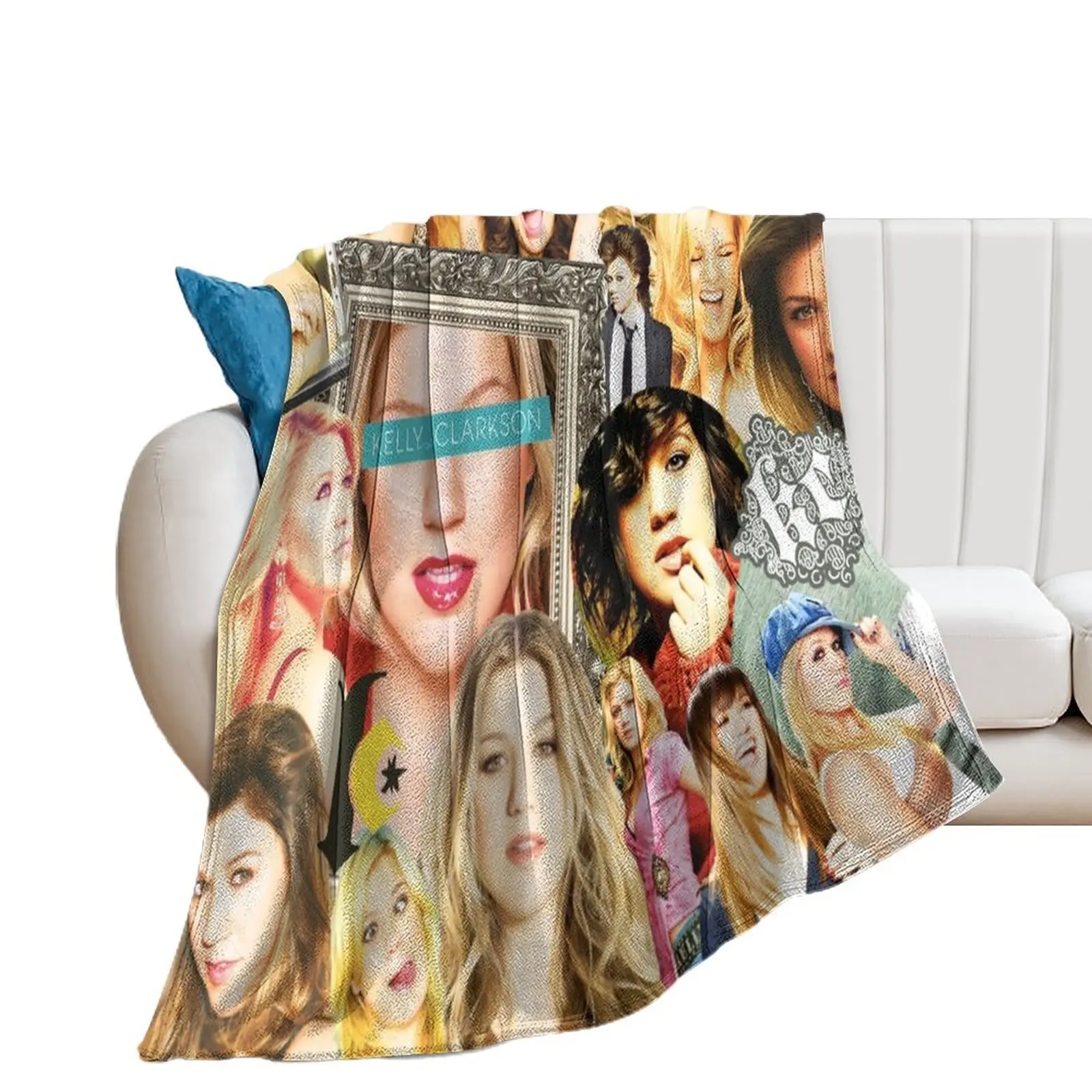 kelly clarkson collage Throw Blanket cosplay anime Vintage Tourist Blankets