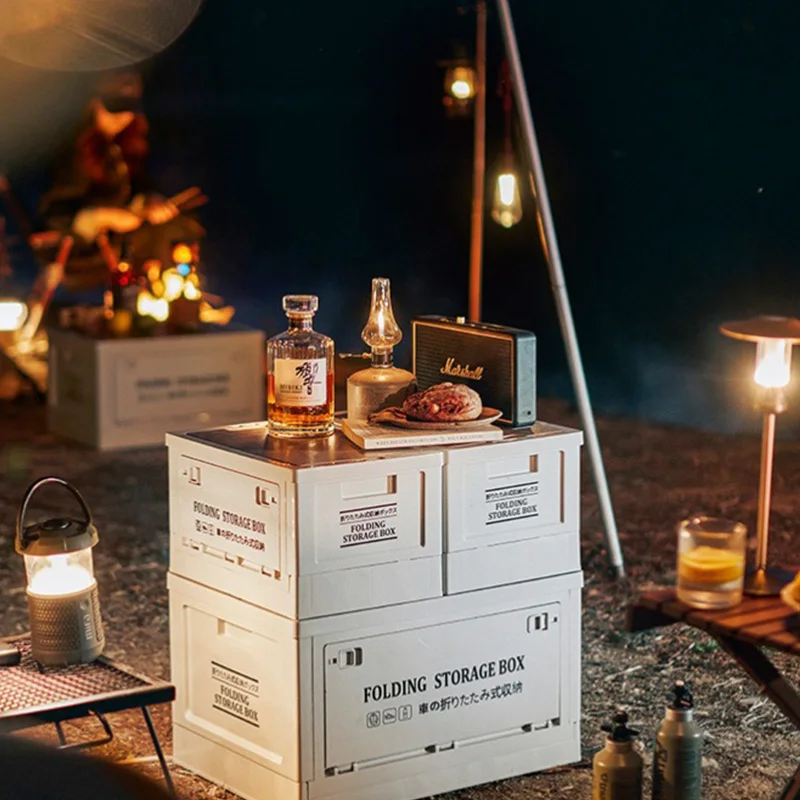 

Large Capacity Foldable Storage Box with Lid Portable Organizer for Camping Travel Car Trunk Outdoor Gear