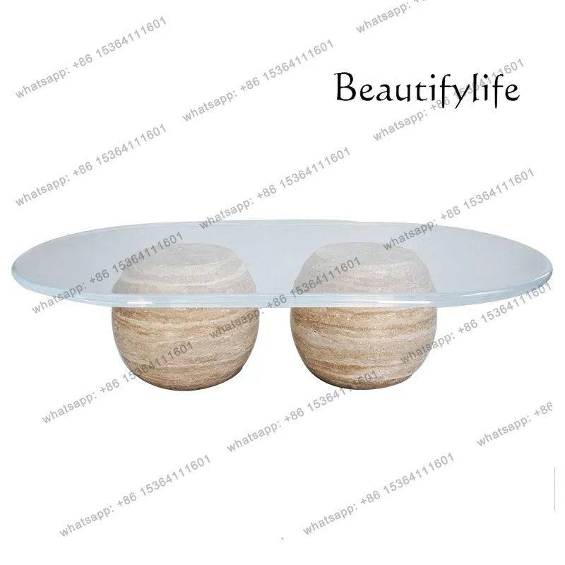 

Nordic Creative Natural Cave Stone Tea Table Light Luxury Living Room Simple Tea Table Silent Style Marble