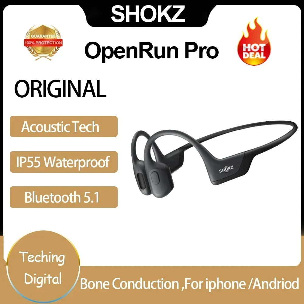 Original Shokz OpenRun Pro S810 Bone Conduction Earphone IP55 Waterproof Wireless Headsets Bluetooth 5.1 Sport Earbuds Open-Ear