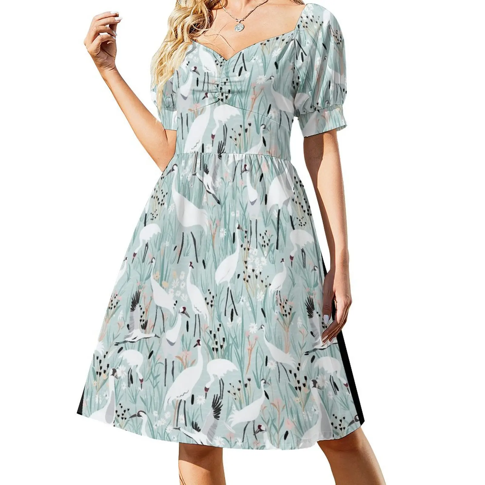 

Whooping cranes comeback light blue Short Sleeved Dress long sleeve dresses summer outfits for women 2025 Dress