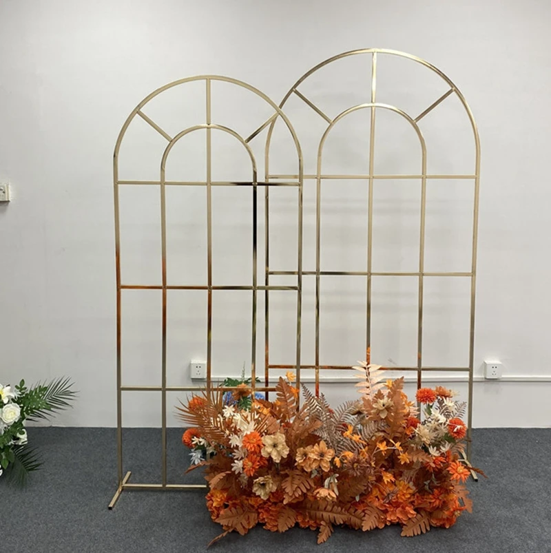 

Shiny Gold Wedding Gilded Arch Screen Flower Stand Wedding Background Decoration Balloon Arch Birthday Party Decor