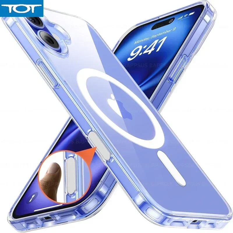 

Transparent Acrylic With Camera Control Button Protection Magnetic Case For iPhone 16 Plus Pro Max For Magsafe Wireless Charge