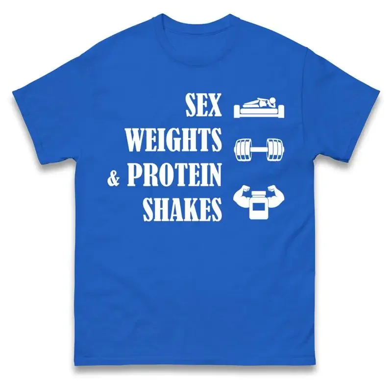 Sex Weights And Protein Shakes T Shirt Offensive Gym Bodybuilding Top