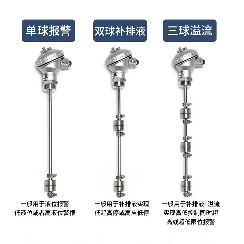 Heavy Duty 304 SS Float Switch Vertical Liquid Level Sensor with IP68 Waterproof Box Threaded Water Level Controller for Pump Co