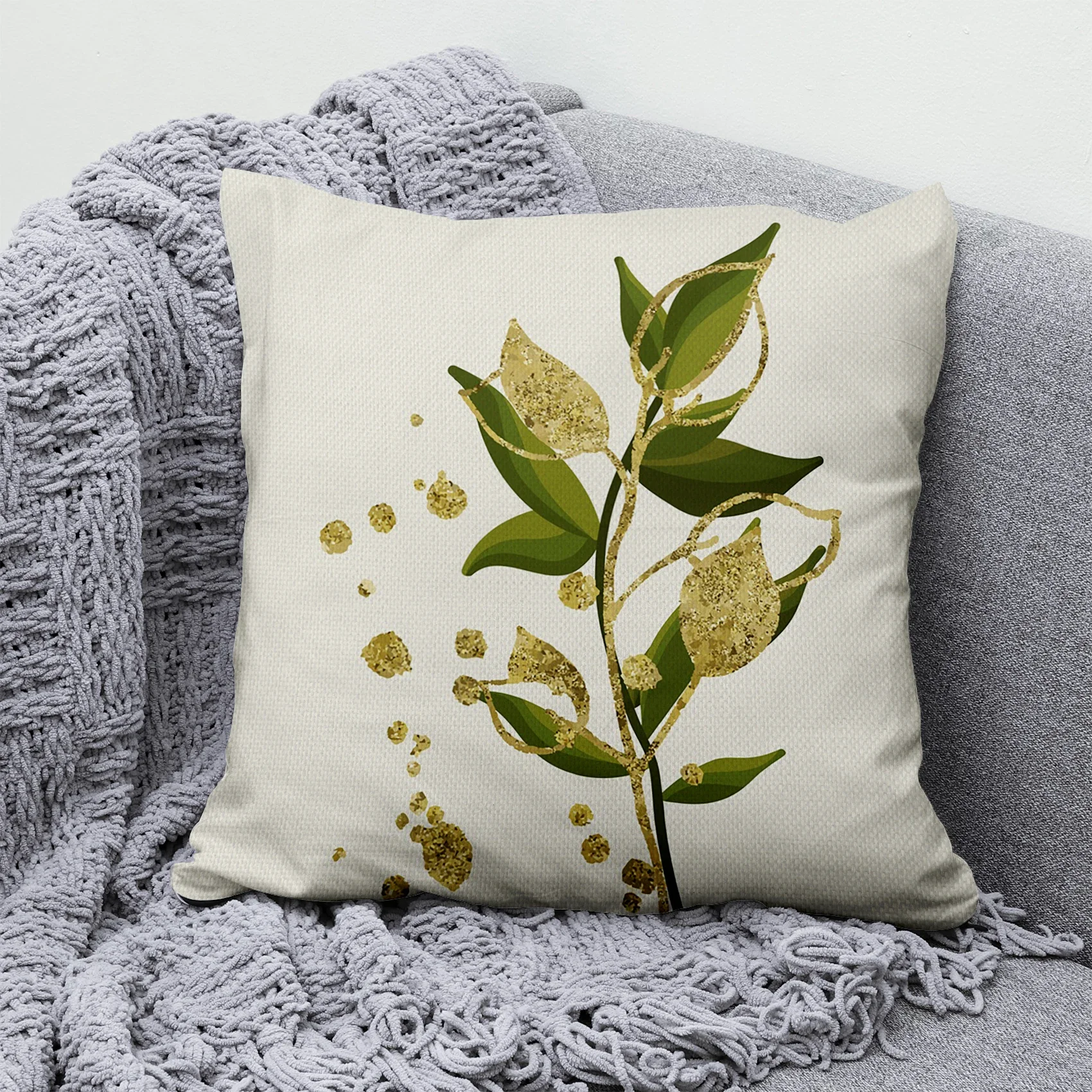 

Summer Tropical Green Leaves Flower Car Cushion Pillowcase Living Room Home Decoration Sofa Pillowcase Throw Pillows