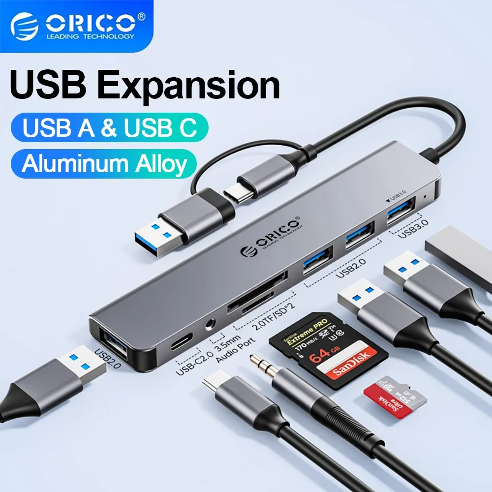 ORICO USB HUB 4-in-1 USB Type C to USB 3.0 HUB Splitter Expansion Docking Station Aluminum OTG Adapter Computer Accessories