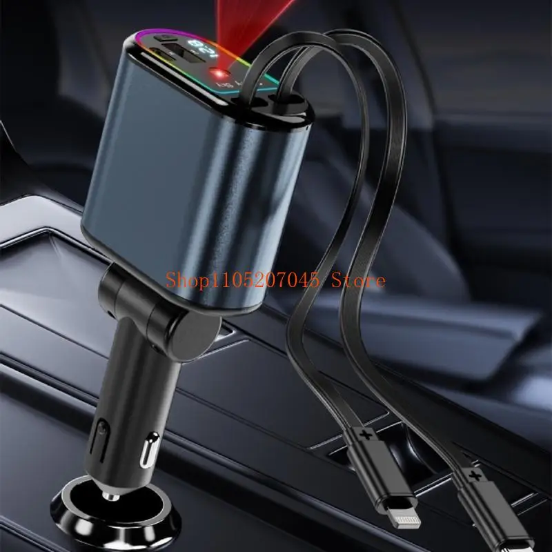 37cd جهاز سيارة متعدد الأجهزة 120 واط مخرج طاقة 4 منافذ شحن متزامن جسم معدني مراقبة محتملة