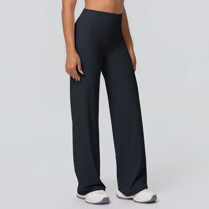 Double-sided abraded solid color high waist loose and breathable yoga wide-leg pants running fitness yoga flared pants