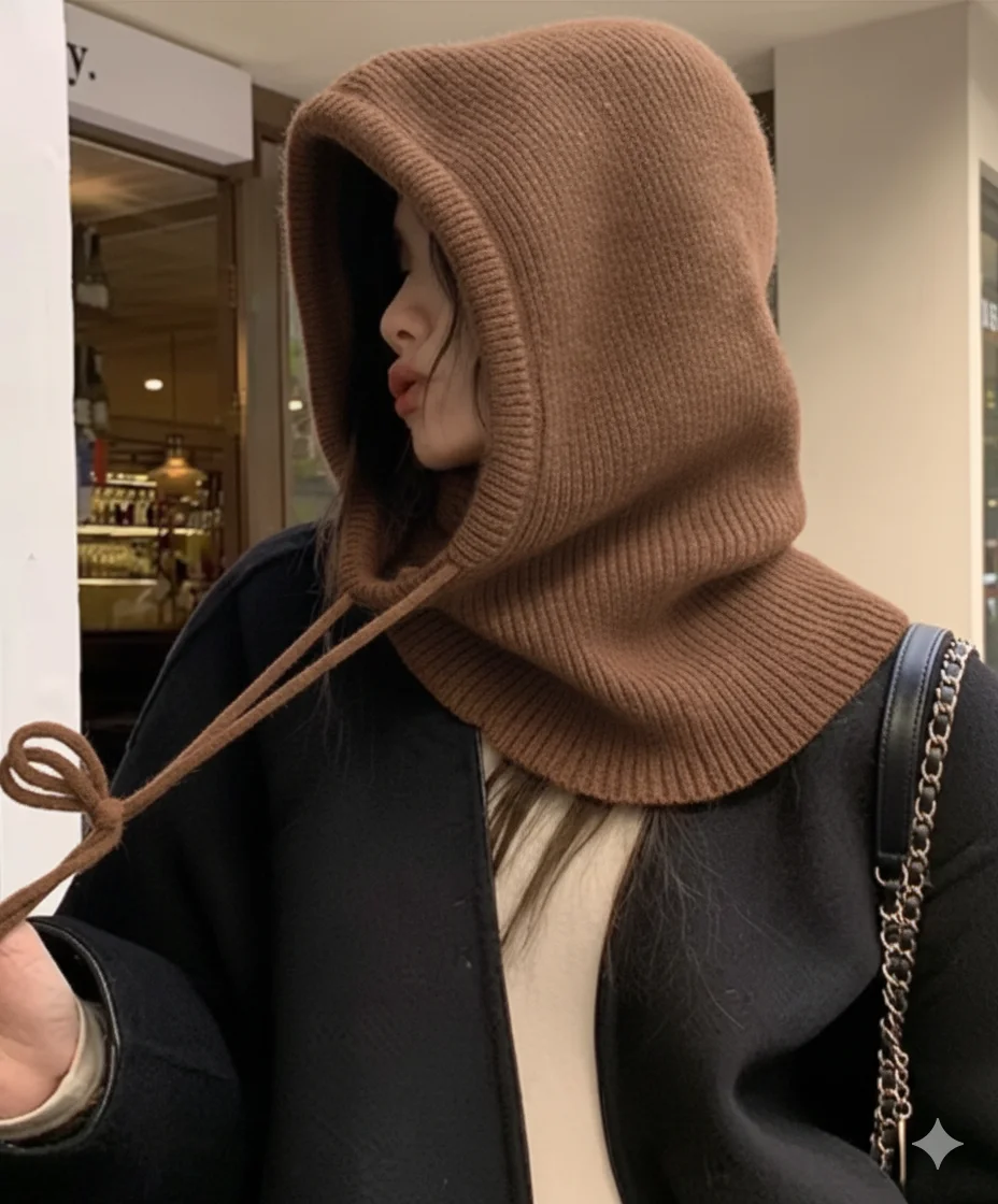 

Вязаный шарф с капюшоном «Бесконечность», зимние шапки-балаклавы, женские грелки в корейском стиле, уличные теплые шапочки с воротником на шею, шапка