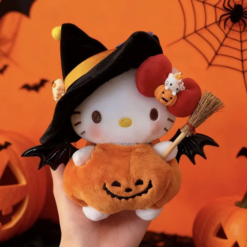 Cute Hello Kitty Plush Keychain Cartoon Pumpkin Witch Stuffed Toys Creative Dopamine Plushie Fashion Bag Doll Pendant Girl Gifts