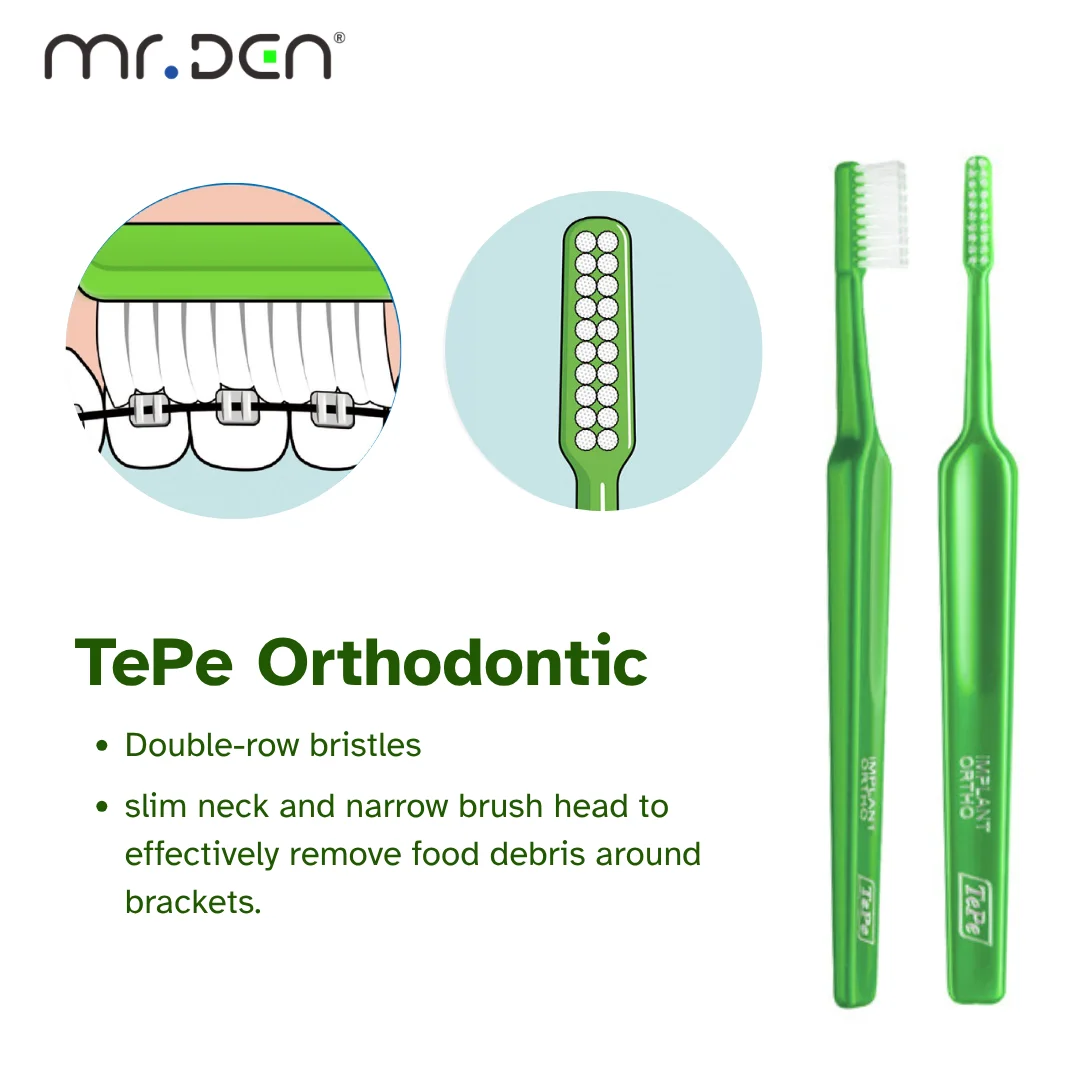 TePe Implant Orthodontic Toothbrush Compact Tuft Universal Care Interspace Supreme Soft Bristle For Braces Implant Brackets Oral
