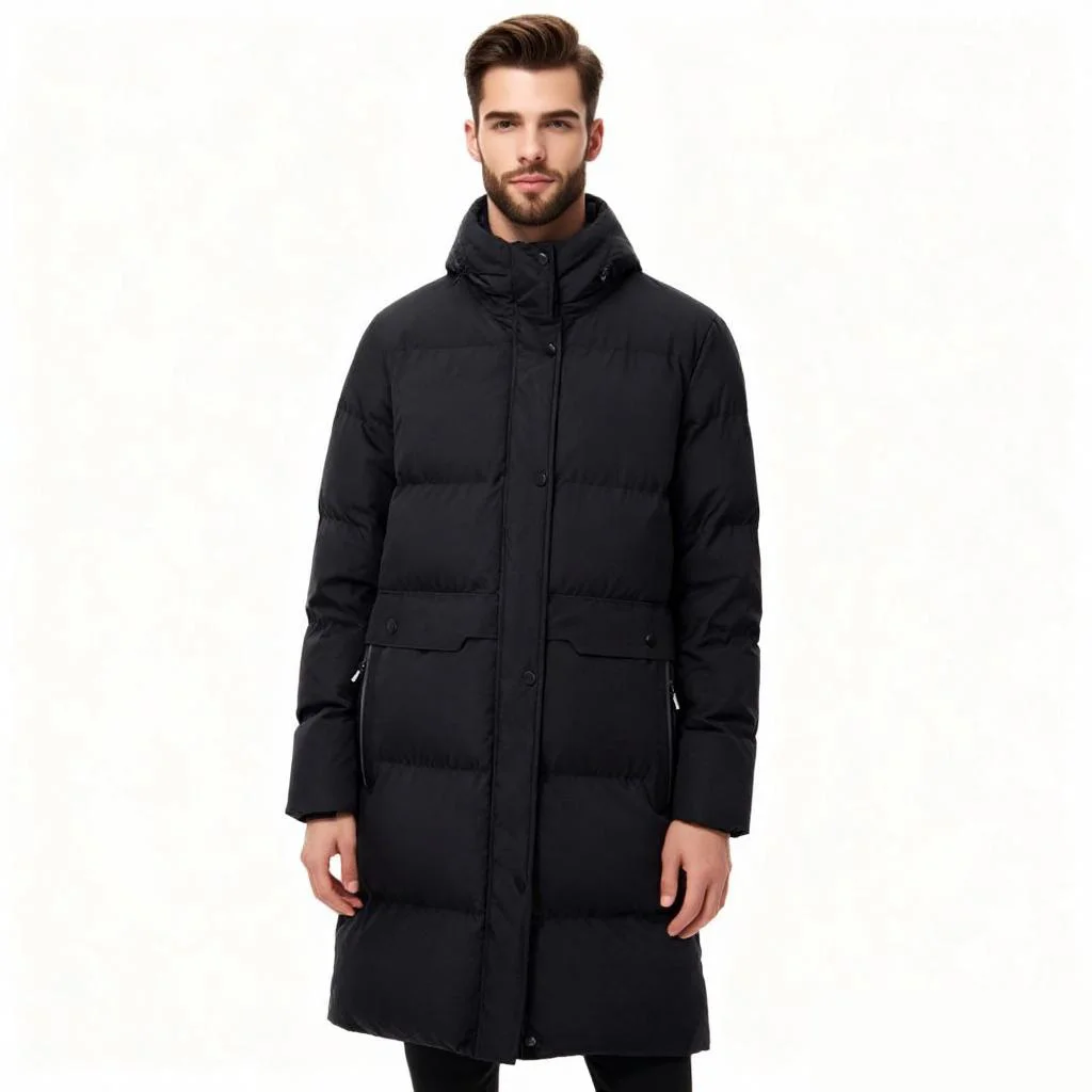 Chaqueta con capucha de algodón ligero para hombre, chaqueta de longitud media cálida y gruesa con forro polar de invierno, Parka informal resistente al viento con bolsillos, adecuada para clima frío, ropa de abrigo elegante y elegante para hombre