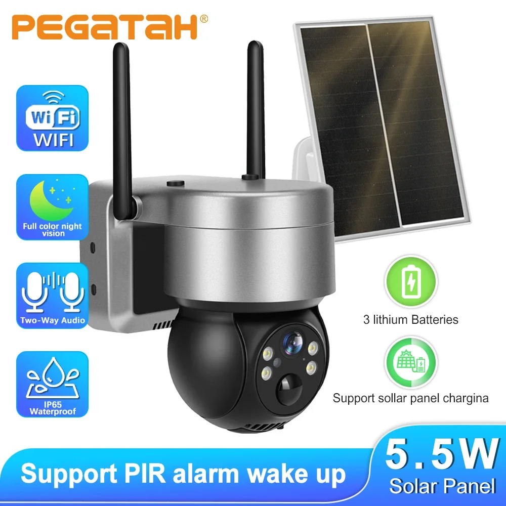 

WIFI Solar Camera Outdoor 5MP HD Wireless Security CCTV Waterproof Night Vision PIR Human Detect PTZ Camera with Solar Panel