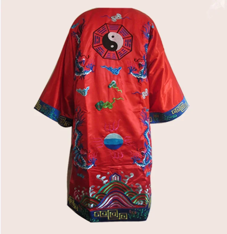 男綿カンフー太制服道教ローブクロスタガウン詠春拳スーツ服緑白赤青