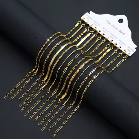 12Pcs/Set Stainless Steel Bracelet for Women, Silver Gold Color Multi Style Combination Chain, Waterproof Exquisite Jewelry Gift