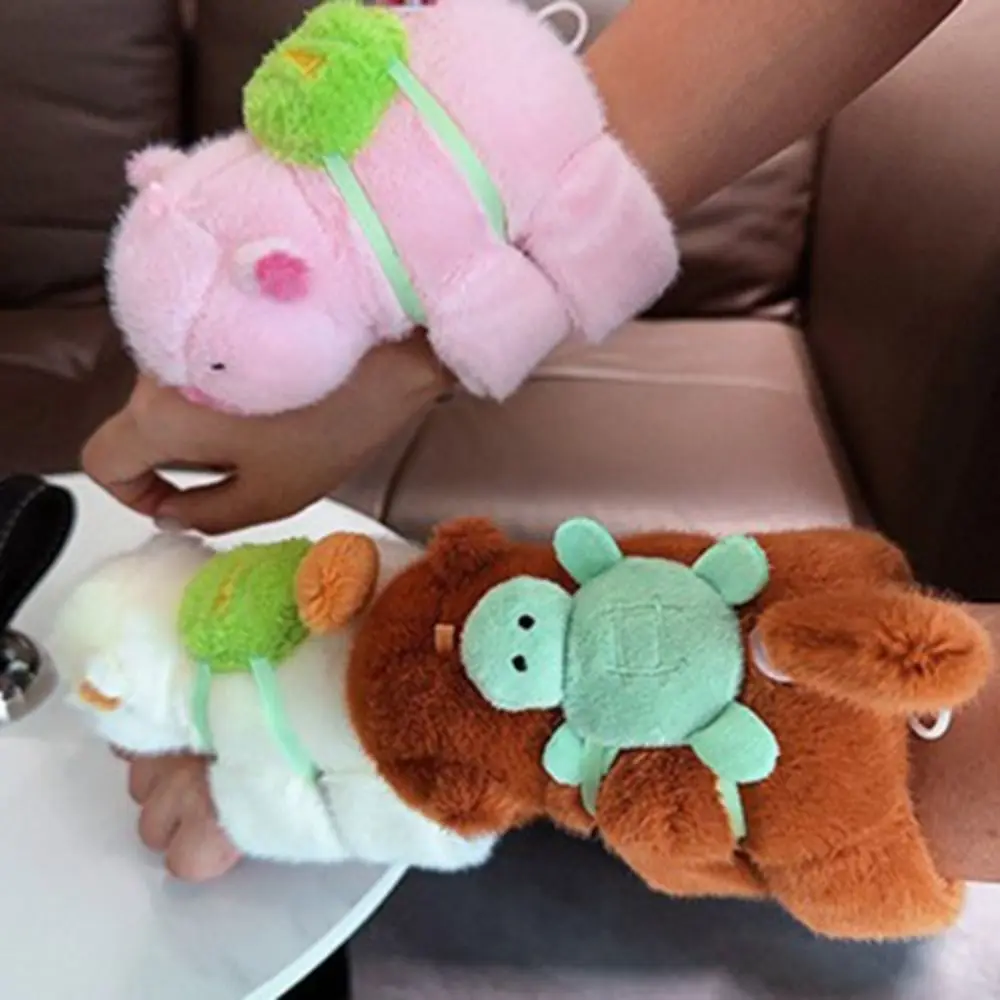 Capybara Clap Circle Toys Slap Snap Wrap Wristband Bracelet Stay Wire Rotate Tail Capybara Plush Doll Hand Ring Fun Circles Gift