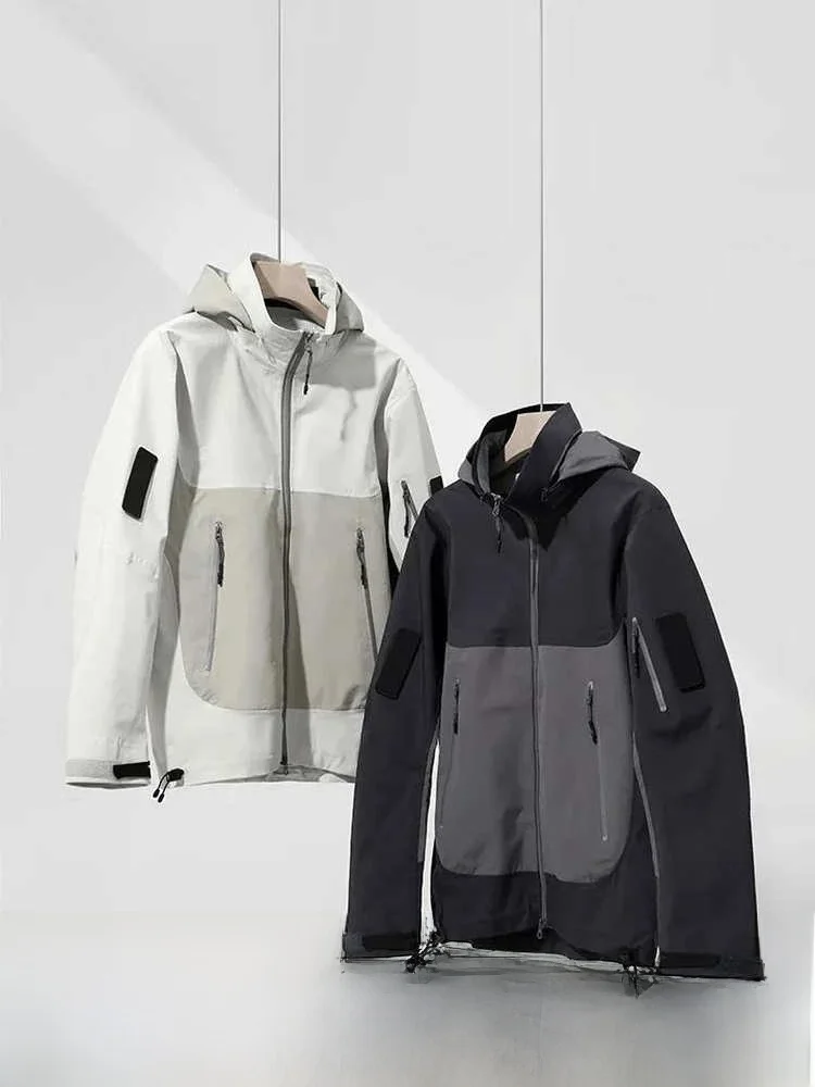 

Outdoor Capsule Edition High-End Fully Sed Windproof Waterproof Hard ell Jaet with Hood Stand Fit Polyester Fiber