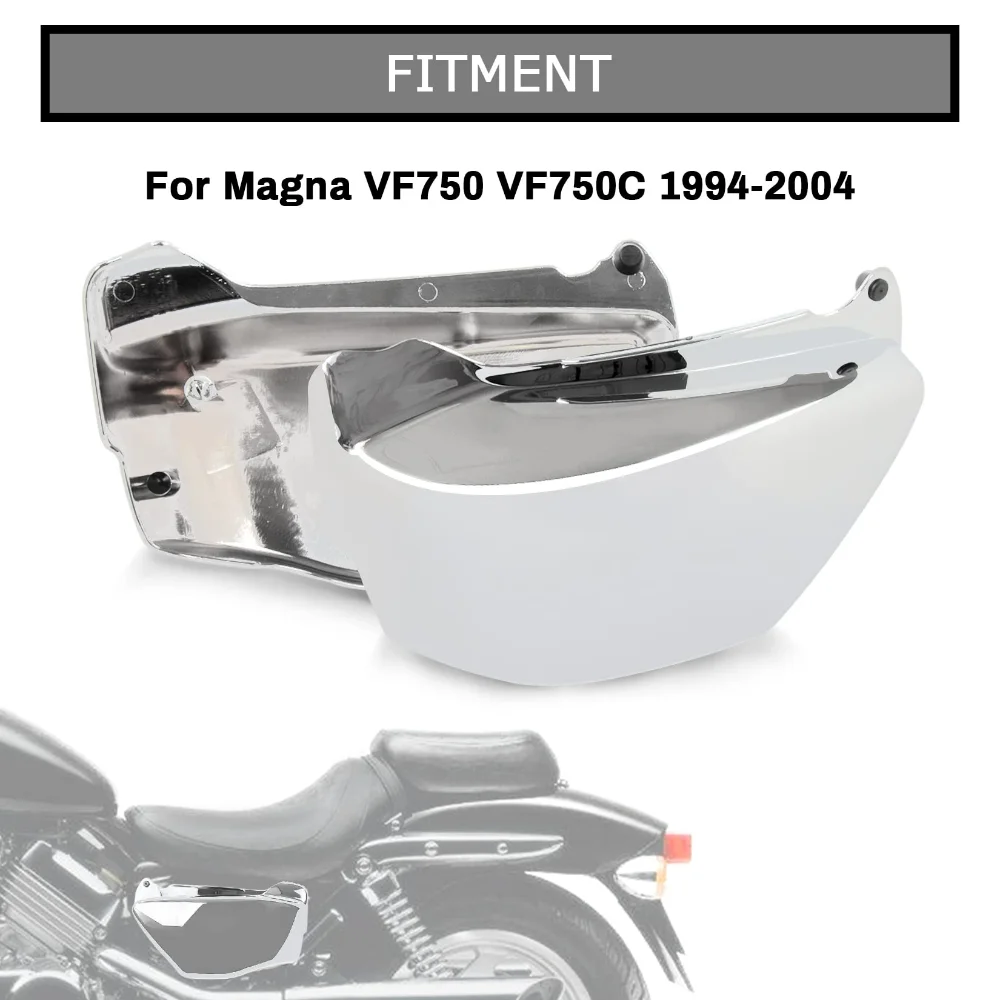 Motorcycle Left & Right Battery Side Covers Fairing Side Panel Oil Tank Cover for Honda Magna VF750 VF750C 1994-2004(Chrome)