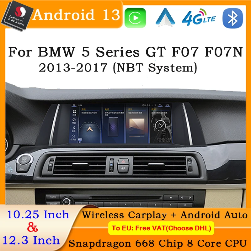 

Android 13 for BMW 5 Series GT F07 F07N 2013-2017 NBT Wireless carplay Snapdragon 668 Car Radio Stereo Video Multimedia Player