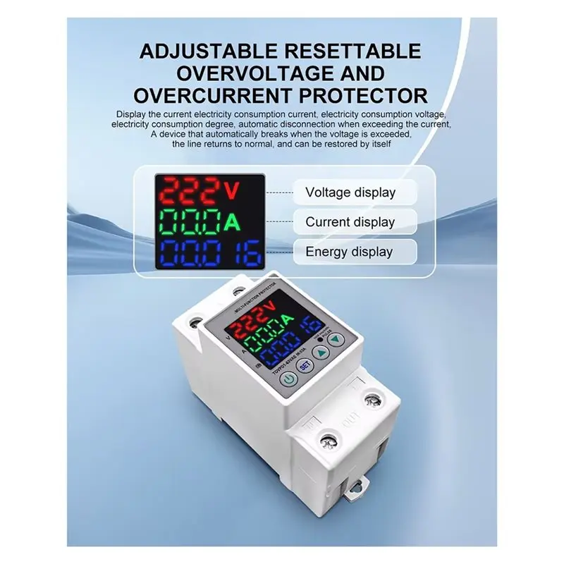 ABWR-Rail Dual Display Adjustable Under Voltage Protective Device Protector Relay 63A 230V