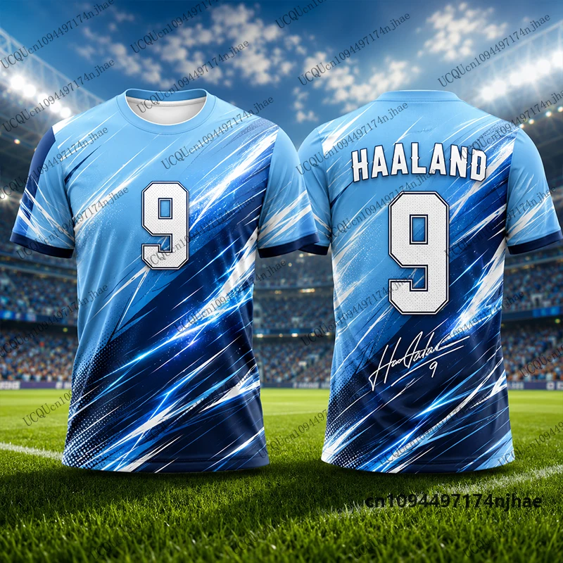 2027 Neuer Spezieller Haaland # 9 bedruckte Fußballtrikots für Herren, T-Shirt, Sommer, atmungsaktiv, schnell trocknend, Sport-T-Shirts, lässige Oberteile für Kinder/Erwachsene – Detail 9