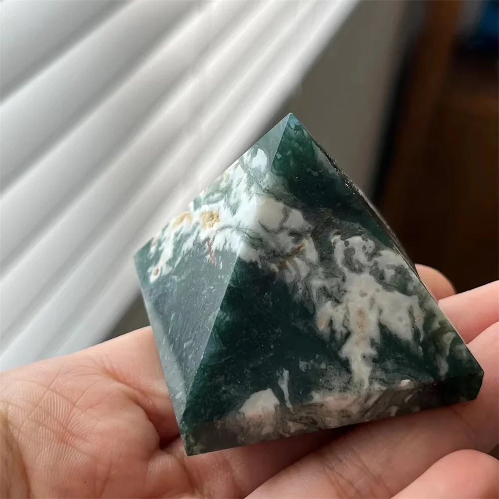 High Quality Natural Moss Agate Pyramid for Powerful Healing and Balancing Chakras for Feng Shui