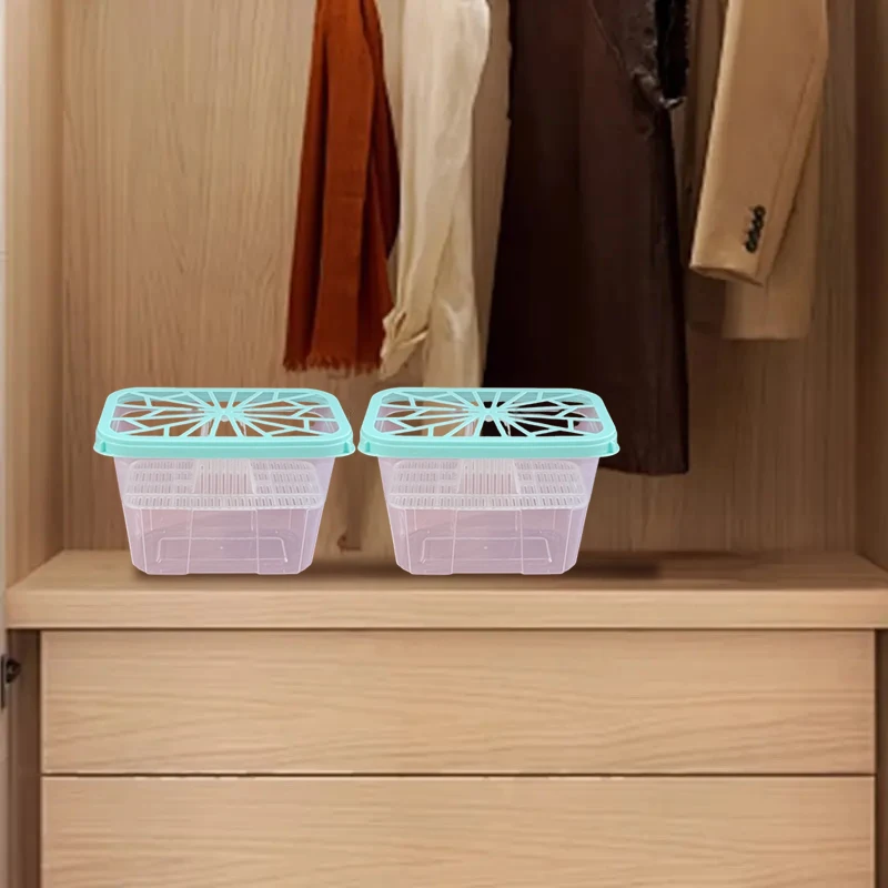 4Pcs Empty Moisture Absorber Box Reusable Dehumidifier Container for Wardrobe Bathroom Living Room Closet Damp Control