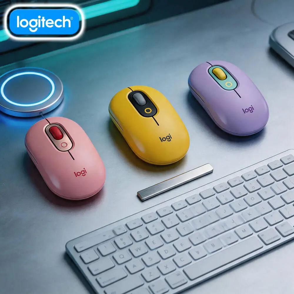 Wireless Logitech   POP Mouse 10m Range Quiet Operation for Mini Desktop Small Form Factor PC Device Use