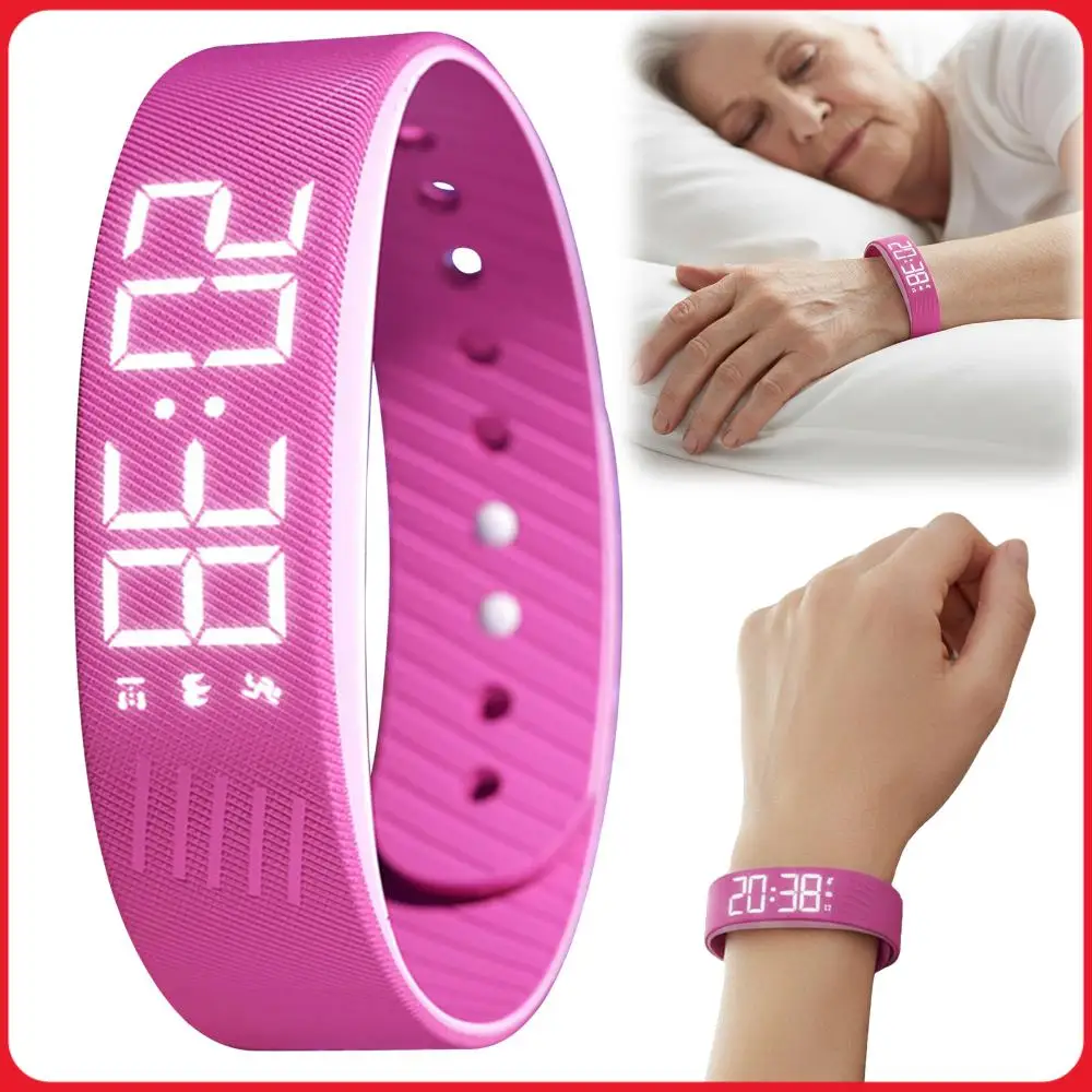 

Silent Wrist Shock Bands with Step Counter Pedometer Silent Vibration Alarm Watch Rechargeable for Heavy Sleepers Students