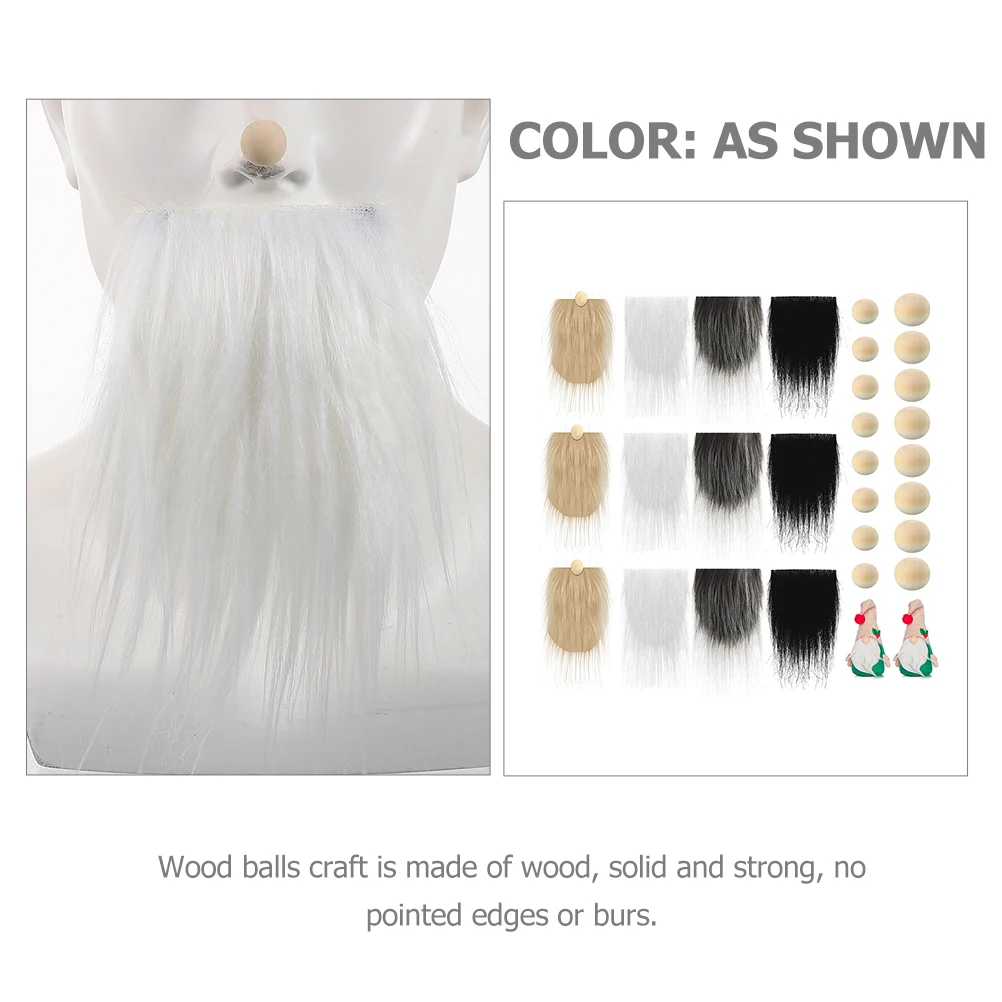 1 Set Pre-Cut Faux Gnome Beard Diy Craft Costume Wood Beads Accessories Gnomes Making Unfinished Dwarf Beard Prop Artificial